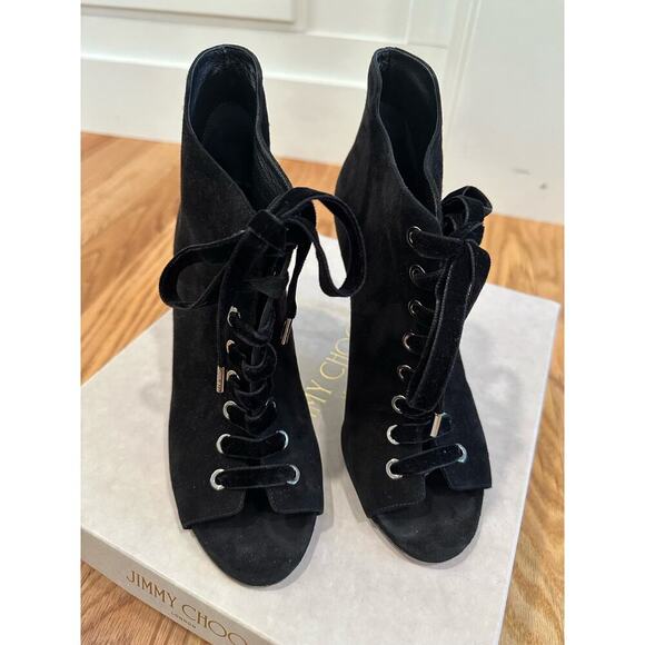 Jimmy Choo Mavy Suede Lace Up Booties - Picture 2 of 4